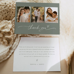 SAGE Bohemian Photo Wedding Thank You Card