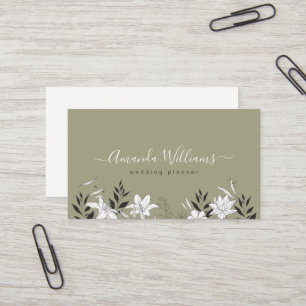 Sage Boho Floral Design Business Card
