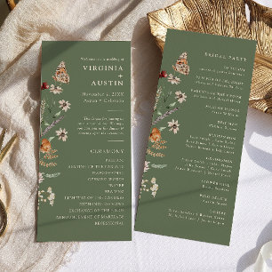 Sage Boho Floral Wedding Program
