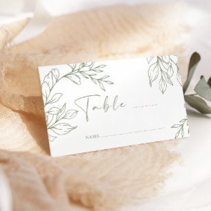 Sage Boho Flower Simple Wedding Escort Card