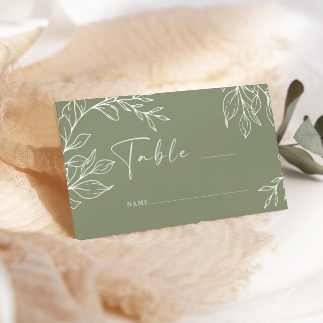 Sage Boho Flower Simple Wedding Escort Card (Creator Uploaded)