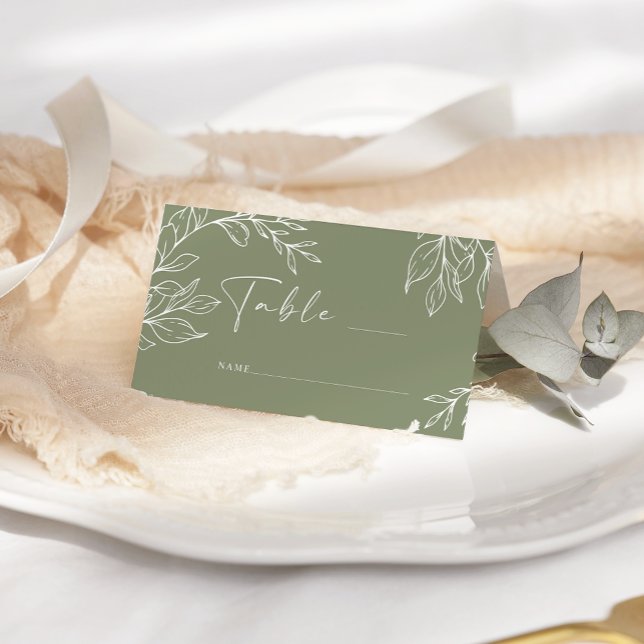 Sage Boho Flower Simple Wedding Place Card (Creator Uploaded)