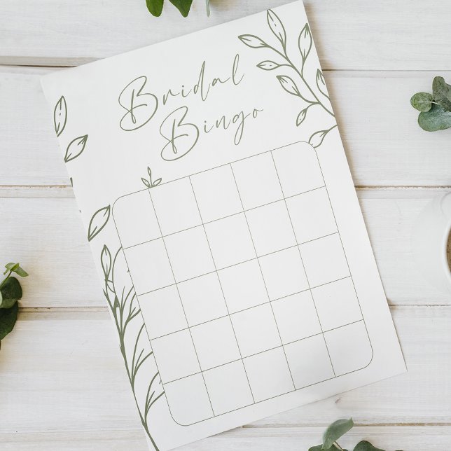 Sage Boho Flowers Bridal Shower Bingo Game (Creator Uploaded)