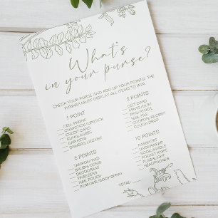 Sage Boho Flowers Game Whats In Your Purse Flyer