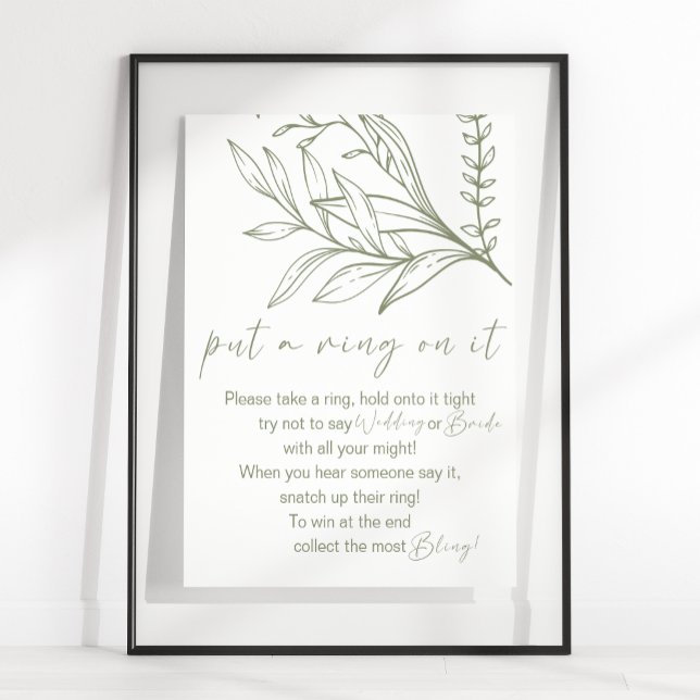 Sage Boho Flowers Put A Ring On It Game Poster (Creator Uploaded)