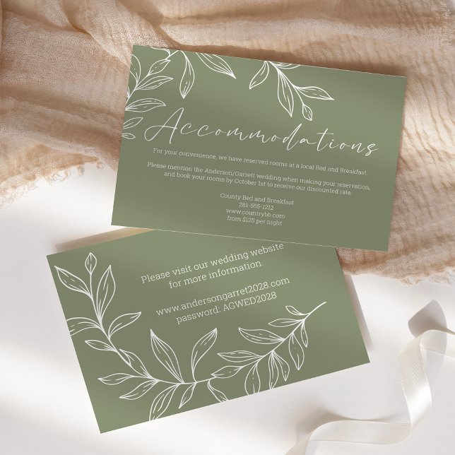 Sage Boho Green Flowers Wedding Enclosure Card (Creator Uploaded)