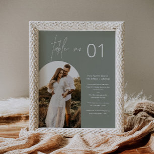 SAGE Boho Photo Table Number with Fun Facts 8x10 Poster