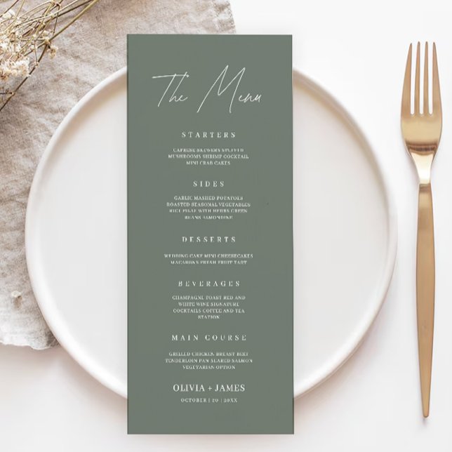 Sage Boho Wedding Menu Cards Template (Sage Boho Wedding Menu Cards Template)