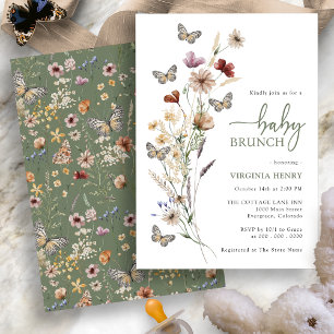 Sage Boho Wildflower Baby Brunch Invitation