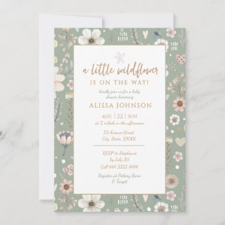 Sage Boho Wildflower Baby Shower Invitation