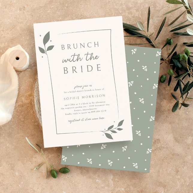 Sage Botanical Brunch With The Bride Bridal Shower Invitation (Creator Uploaded)