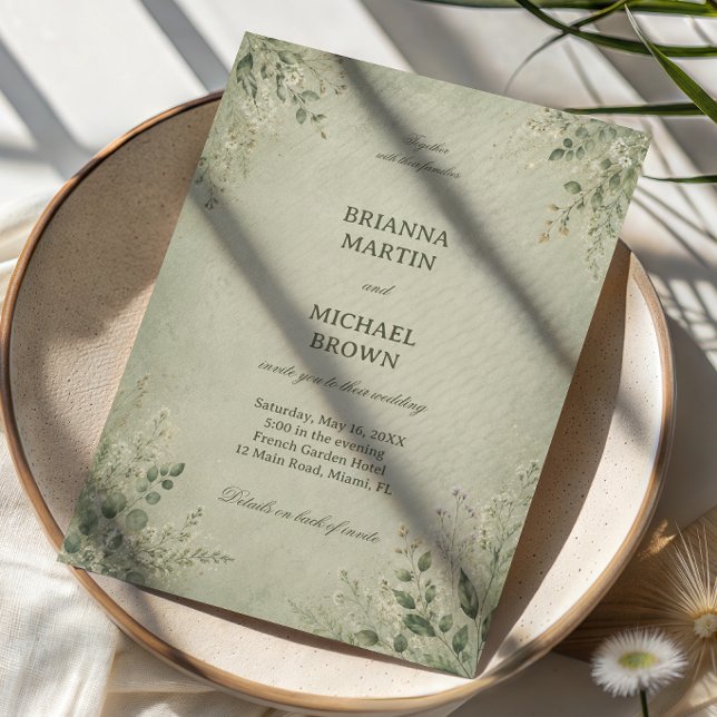Sage Botanical Elegant Invitation (Creator Uploaded)