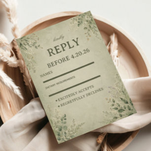 Sage Botanical Elegant RSVP Card