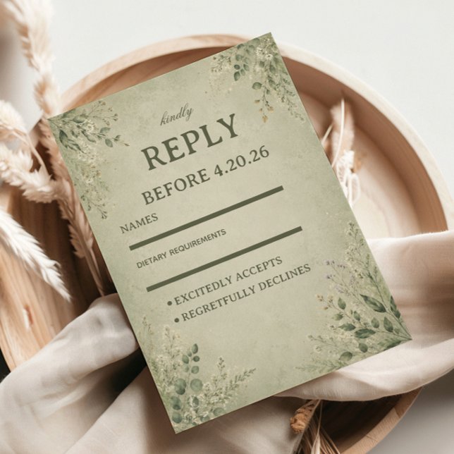 Sage Botanical Elegant RSVP Card (Creator Uploaded)