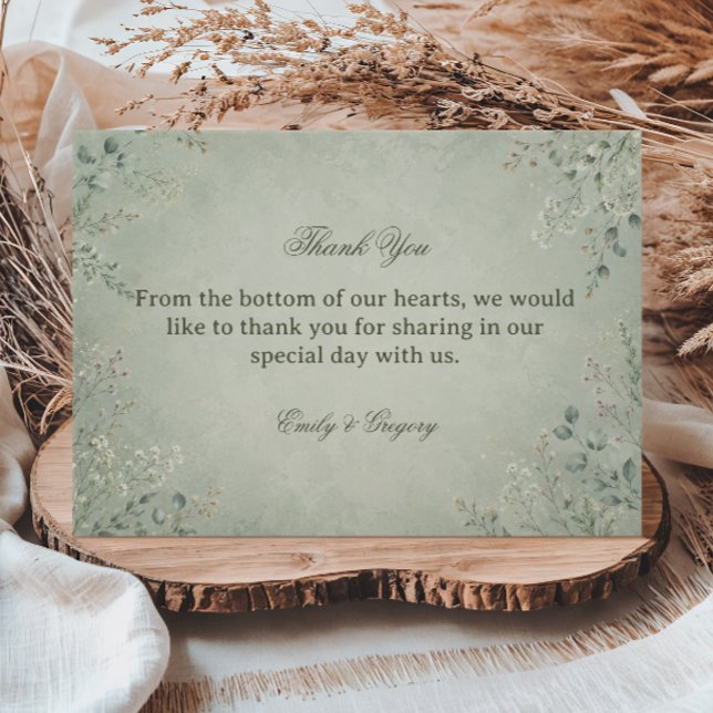 Sage Botanical Elegant Thank You Card (Creator Uploaded)