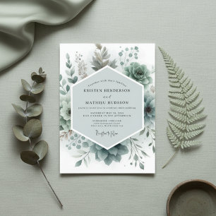 Sage Botanical Ethereal Wedding Invitation