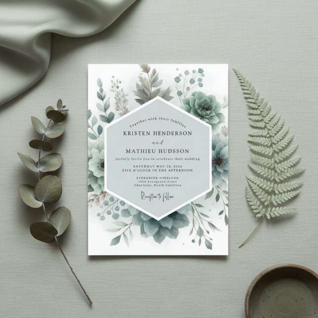 Sage Botanical Ethereal Wedding Invitation (Creator Uploaded)