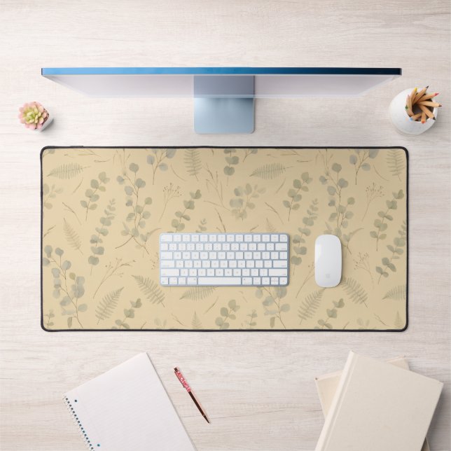 Sage Botanical Eucalyptus Pressed Flower Minimalis Desk Mat (Office 1)