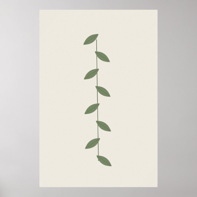 Sage Botanical Leaf Print Wall Art (Front)