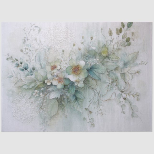 Sage Botanical Paper Collage For Decoupage (Front)