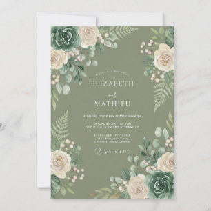 Sage Botanical Romance Wedding Invitation