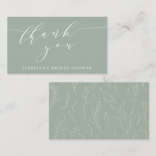 Sage Botanical Script Bridal Shower Thank You Gift Enclosure Card