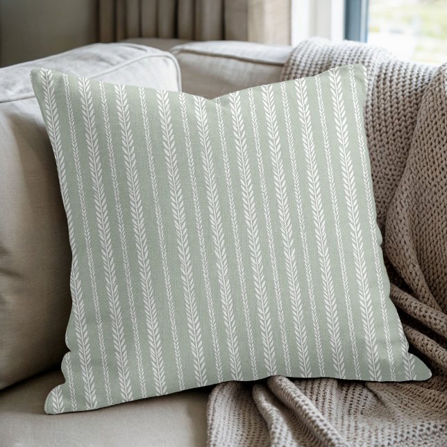 Sage Botanical Stripe Cushion (Creator Uploaded)