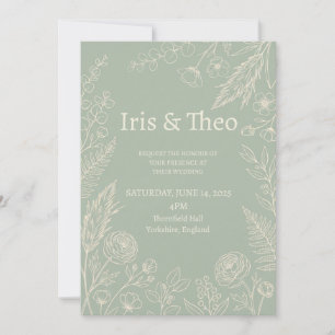 Sage Botanical Wedding Invitation