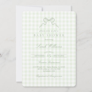 Sage Bow Baby Shower invitation