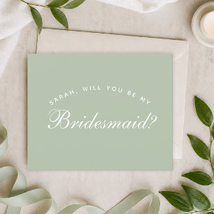 Sage Bridesmaid Proposal Budget Green White Script