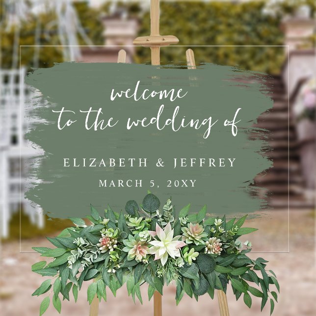 Sage Brush Strokes Wedding Welcome Sign (Sage Brush Strokes Wedding Welcome Sign)