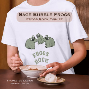Sage Bubble Frogs - Frogs Rock - editable. T-Shirt