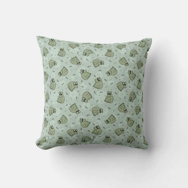 Sage Bubble Frogs - laurel green kids pattern. Cushion (Front)