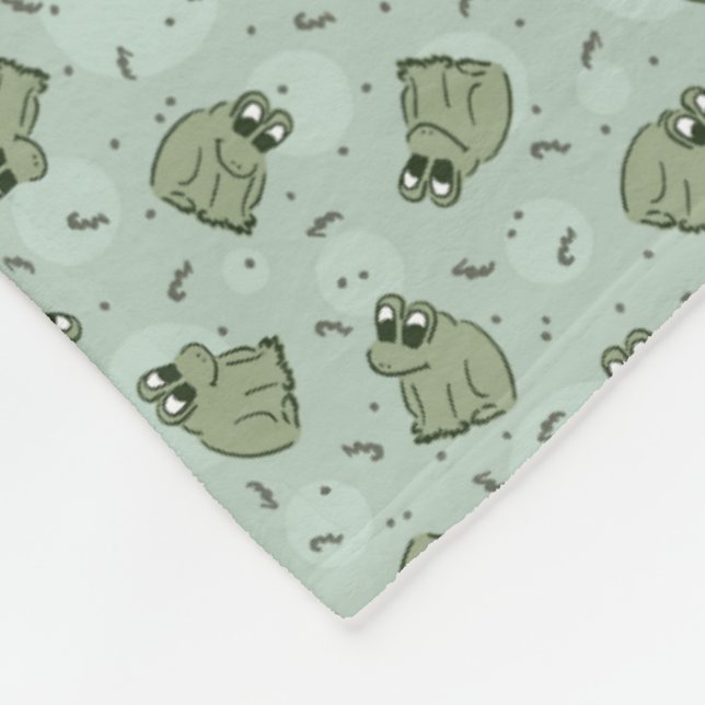 Sage Bubble Frogs - laurel green kids pattern. Fleece Blanket (Corner)