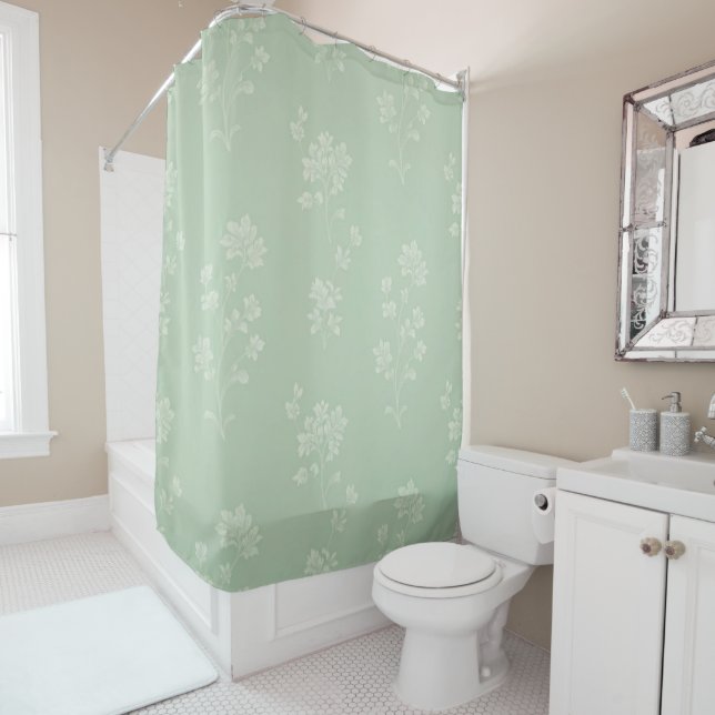 Sage Buds Shower Curtain (In Situ)
