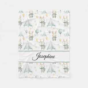 Sage Bunny Dreams Personalised Baby Fleece Blanket