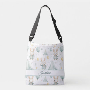 Sage Bunny Dreams Personalised Diaper Crossbody Bag
