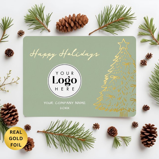 Sage Business Logo Christmas Thank You Foil Card (Creator Uploaded)
