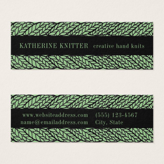 SAGE CABLE KNIT 3x1 Mini Business Card  (Front & Back)