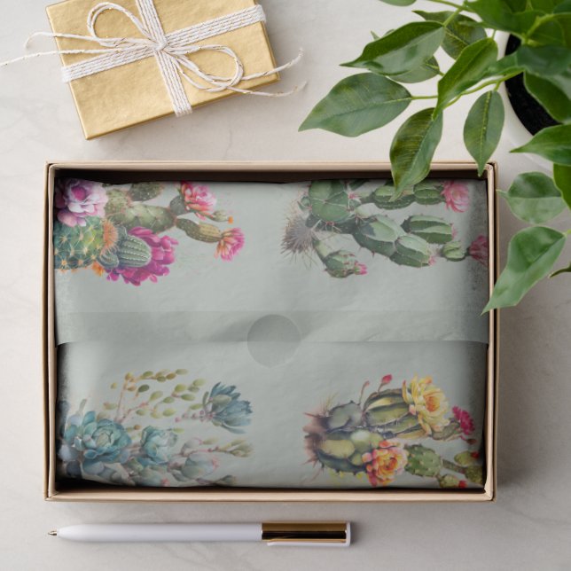 Sage Cactus Succulent Tropical Tissue Paper (Gift)