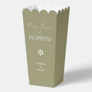 Sage Chic Minimal Script Wedding Popcorn Favour Box