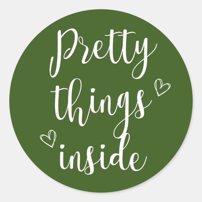 Sage Chic, Minimalist Pretty Things Inside Sticker (Front)
