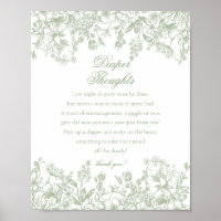 Sage Chinoiserie Flora Diaper Thoughts Baby Shower