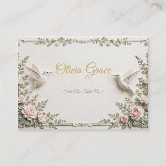 Sage Chinoiserie Hummingbird Place Card