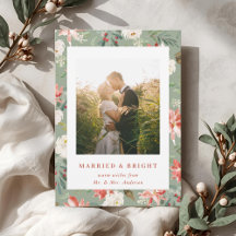 Sage Christmas Floral Married and Bright Newlywed