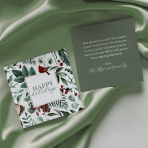 Sage Christmas Greenery and Berries Holiday Card