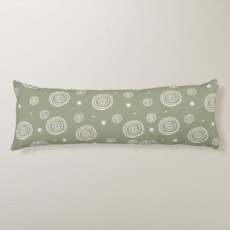 Sage Circles Abstract Circles and Dots in Green Body Cushion