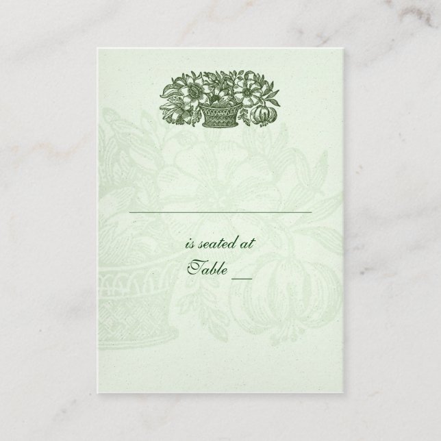 Sage Classic Flower Basket Placecard (Front)