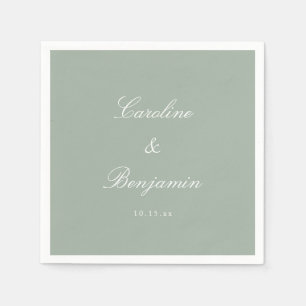 Sage Classic Script Elegant Wedding Custom Name Napkin