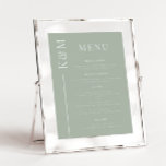 Sage Clean Line Wedding Dinner Menu<br><div class="desc">Elegant wedding dinner menu list featuring simple clean line with the couple's initial on the side. The background is sage green.</div>